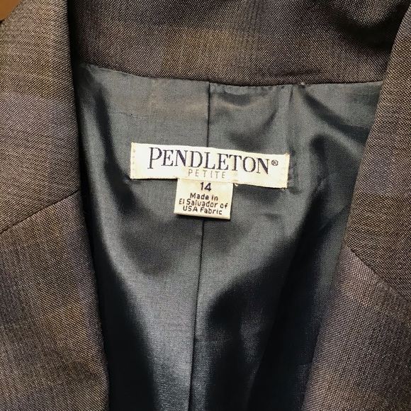 Pendleton Wool Plaid Blazer Blue Grey Vintage - Picture 5 of 8